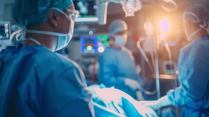Blurred background image of operating room