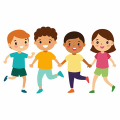 Kids playing outside vector illustration on a white background