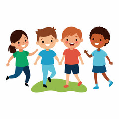 Kids playing outside vector illustration on a white background