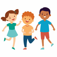Kids playing outside vector illustration on a white background