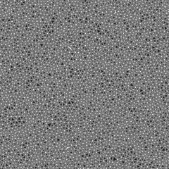 Triangles pattern with tiny triangles in a solid shape within frames. Black and white style with a dark gray palette. Seamless vector illustration.