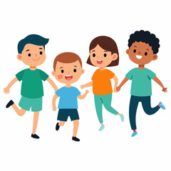 Kids playing outside vector illustration on a white background