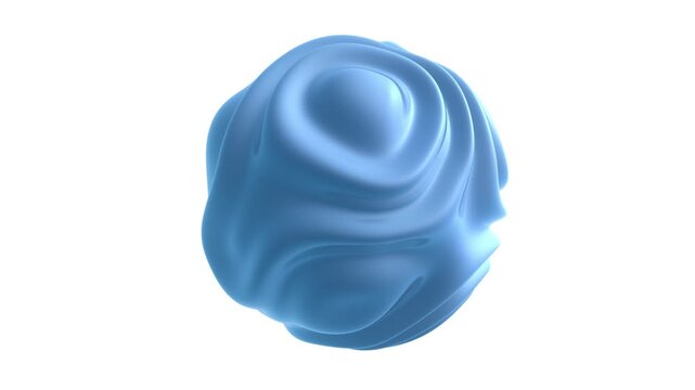 3D Animation - Abstract blue shape with fluid loop animation isolated on white background