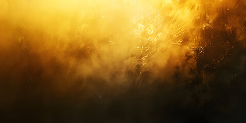 Yellow-orange glowing abstract color gradient wave shape on black grainy background copy space design minimal banner header cover poster design