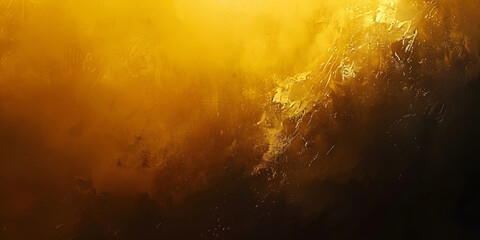 Yellow-orange glowing abstract color gradient wave shape on black grainy background copy space design minimal banner header cover poster design