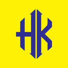 Obraz premium HK letter logo Creative Design. HK monogram Logo Unique Concept Vector. HK creative modern flat abstract initials letter logo. 