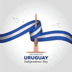 Celebrating Uruguay Independence Day. Abstract waving flag on Gray background