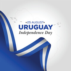 Celebrating Uruguay Independence Day. Abstract waving flag on Gray background