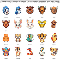 Obraz premium Cute Animals Cartoon Characters Bundle Collection Set of 300 Animals Part 2