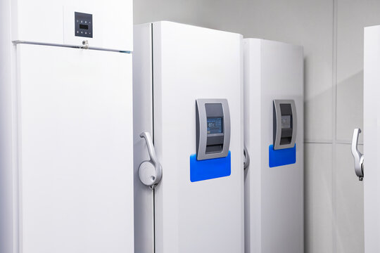 Industrial freezer set to -80 C for preserving samples prior to chemical or biochemical analysis