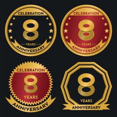 Celebration 8 Year Anniversary - Gold Seals, 4 Variations, Ruby and Transparent Seals.