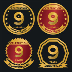 Celebration 9 Year Anniversary - Gold Seals, 4 Variations, Ruby and Transparent Seals.