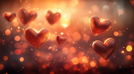 Romantic background adorned with heart shapes, exuding warmth and affection.