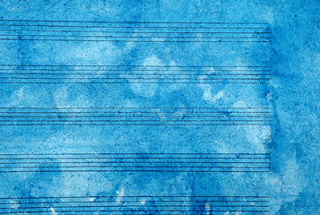 Obraz premium Blue Watercolor Music Sheet Abstract