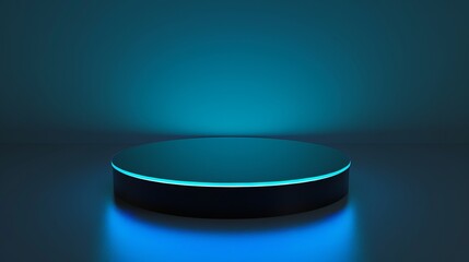 Product showcase, black background mockup with a blue glow, illustration.Product showcase, black background mockup with a blue glow, illustration.