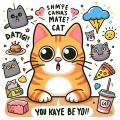 Cute Orange Cat with Big Eyes and Surprised Expression