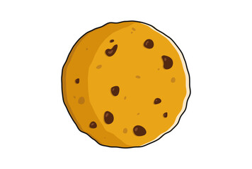 Sweet delicious chocolate biscuit. Cute chip cookie icon logo. Cartoon vector illustration isolated on white background