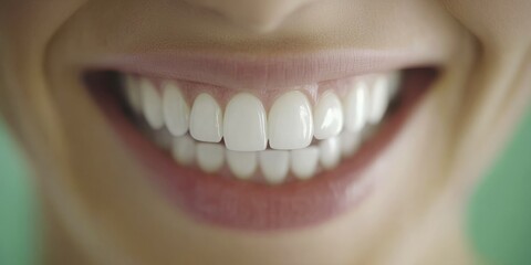 Naklejka premium Close-Up Perfect Smile with Pristine White Teeth and Healthy Gums – A Beacon of Dental Health and Beauty.