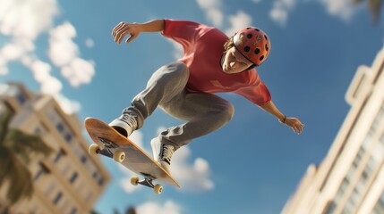 Obraz premium Young man people playing skateboard. Skateboarders focus on jumping in the air.