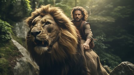 lion tamer in the jungle