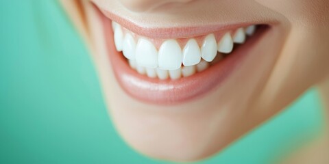Obraz premium Close-Up Perfect Smile with Pristine White Teeth and Healthy Gums – A Beacon of Dental Health and Beauty.