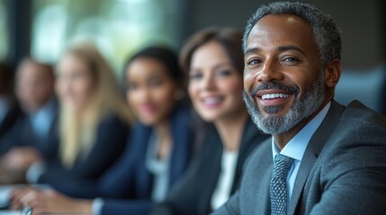 Colleagues engage in a productive meeting while sharing smiles and discussing ideas