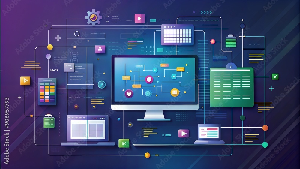 Wall mural coding technology background
