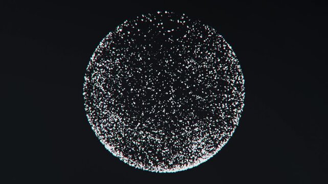 Animation of a crystal snow globe. Snowflakes swirl inside a circle. Christmas and New Year. Science, technology, engineering, Futuristic 3D sphere, Earth Globe.