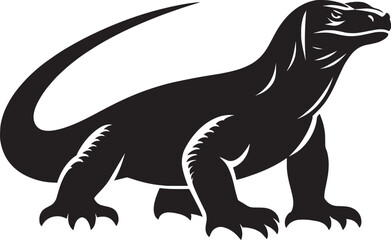 Komodo dragon Silhouette isolated on white background Minimalist komodo dragon vector shape icon