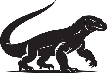 Komodo dragon Silhouette isolated on white background Minimalist komodo dragon vector shape icon