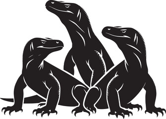 Komodo dragon Silhouette isolated on white background Minimalist komodo dragon vector shape icon