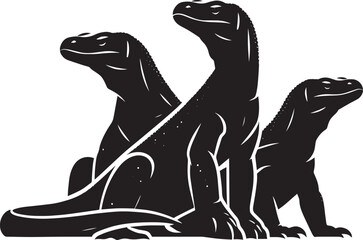 Komodo dragon Silhouette isolated on white background Minimalist komodo dragon vector shape icon