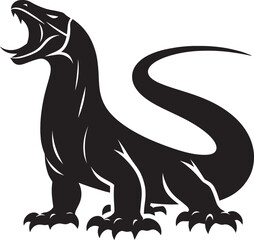 Komodo dragon Silhouette isolated on white background Minimalist komodo dragon vector shape icon