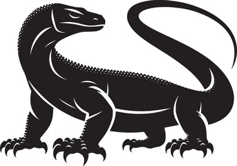 Komodo dragon Silhouette isolated on white background Minimalist komodo dragon vector shape icon