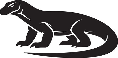 Komodo dragon Silhouette isolated on white background Minimalist komodo dragon vector shape icon