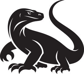 Komodo dragon Silhouette isolated on white background Minimalist komodo dragon vector shape icon