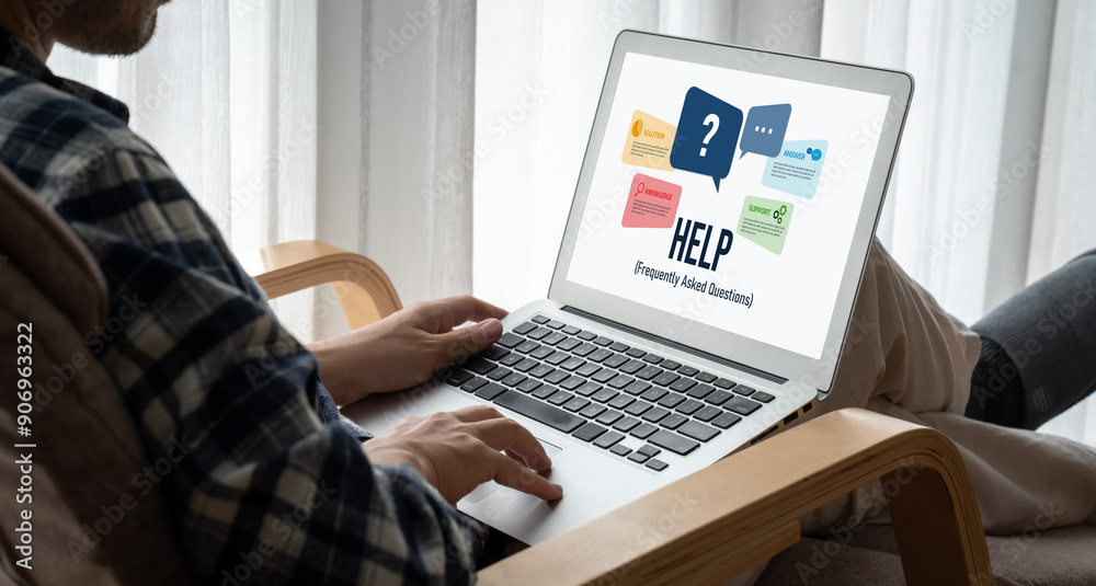 Poster help screen on the website provide answer to faq frequently asked question snugly with knowledge inf