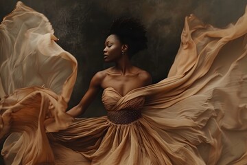 Fototapeta premium Graceful Elegance: A Dancer in Flowing Fabric
