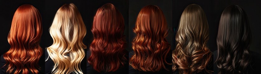Fototapeta premium Women showcasing various shades of wavy hair.