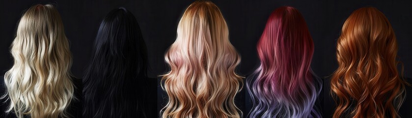 Naklejka premium Women showcasing various shades of wavy hair.