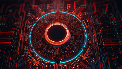 Abstract technology circuit design CPU motherboard of a computer board and processor created with Generative AI	
