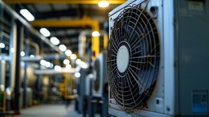 Fototapeta premium Large industrial air-conditioning unit in a facility