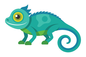 Chameleon animal flat vector illustration on white background. 