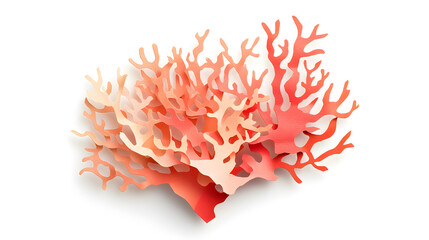Colorful coral reef paper cut isolated on white background	