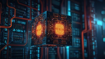 Abstract technology circuit design CPU motherboard of a computer board and processor created with Generative AI	
