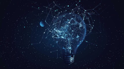 A Glowing Light Bulb Filled With Stars and a Constellation