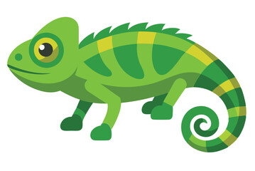 Chameleon animal flat vector illustration on white background. 