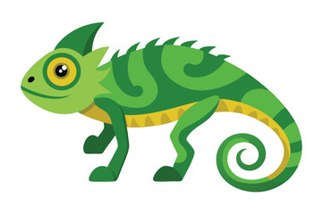 Chameleon animal flat vector illustration on white background. 