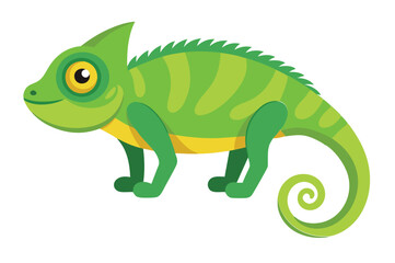 Chameleon animal flat vector illustration on white background. 