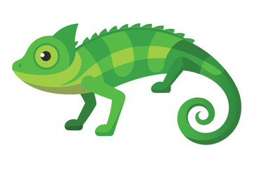 Chameleon animal flat vector illustration on white background. 